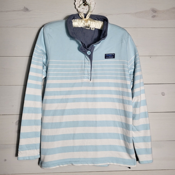 L.L. Bean Tops - L.L.Bean Shirt Cotton Striped Nautical Rugby Preppy Coastal